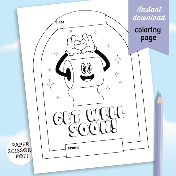 Funny get well soon card printable coloring page instant download printable funny get well soon card get well soon gift