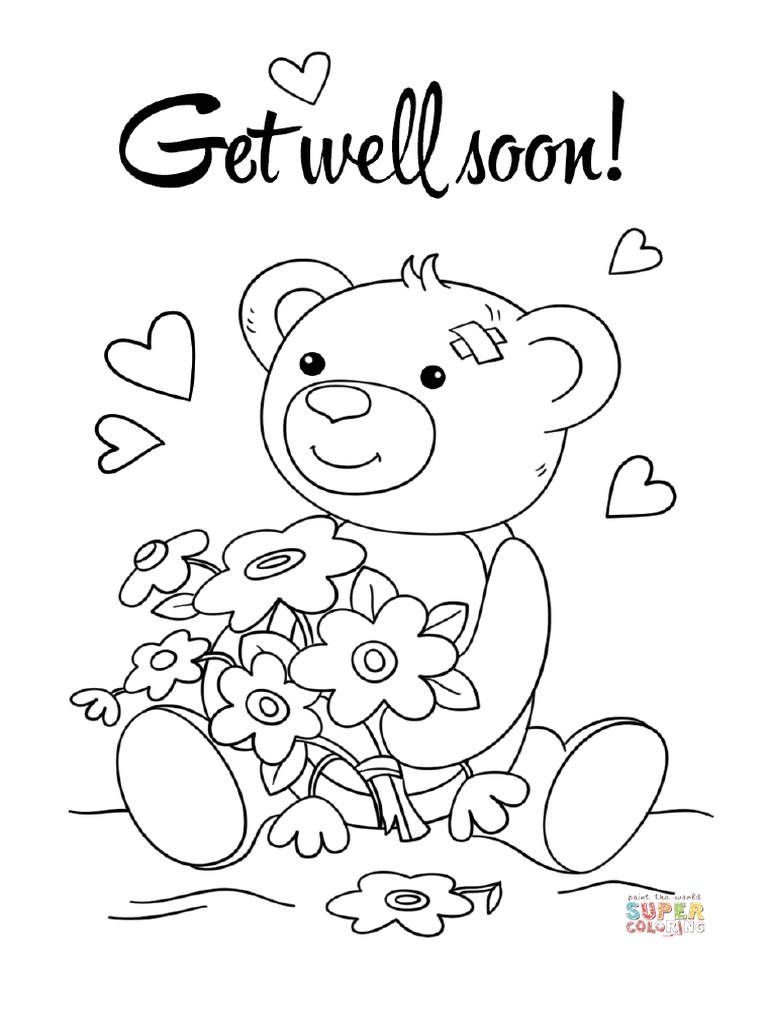 Cute get well soon coloring page