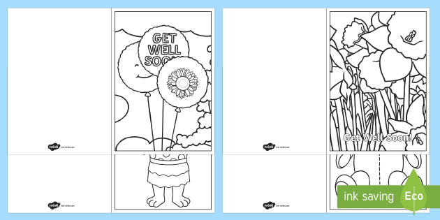 Printable get well cards black and white teacher made