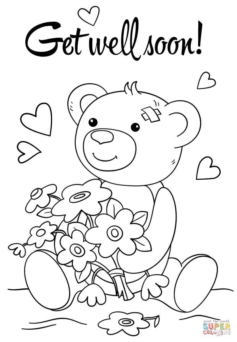Cute get well soon coloring page free printable coloring pages