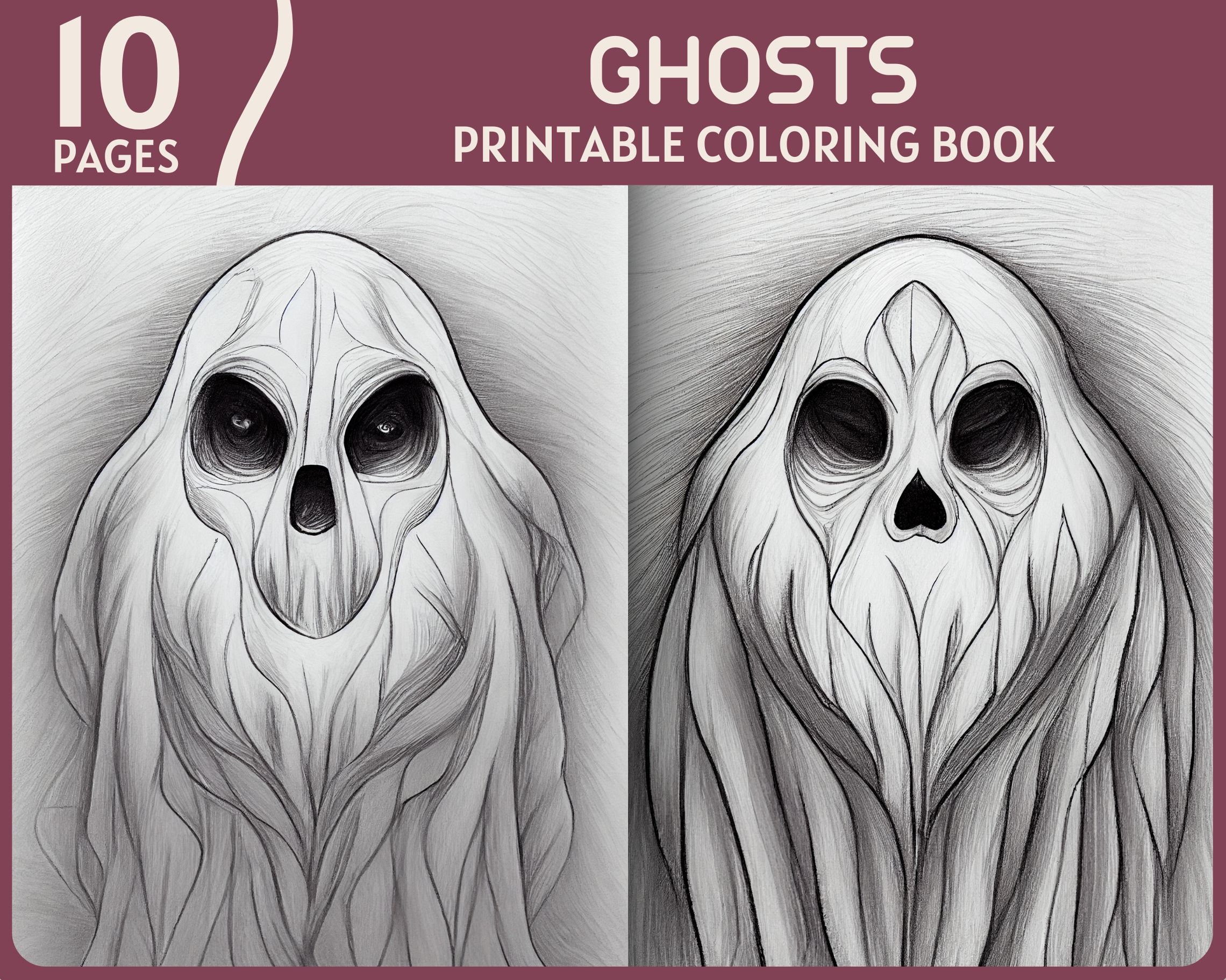 Ghosts coloring pages ghost illustrations printable coloring book ghosts digital coloring page