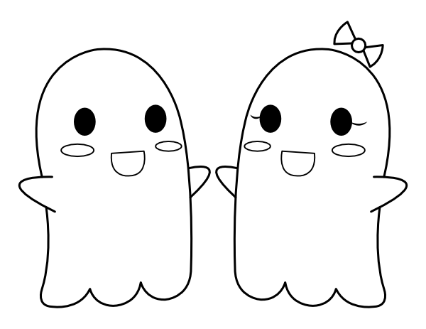 Printable cute ghosts coloring page