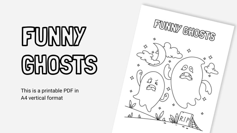 Funny ghosts printable coloring worksheet