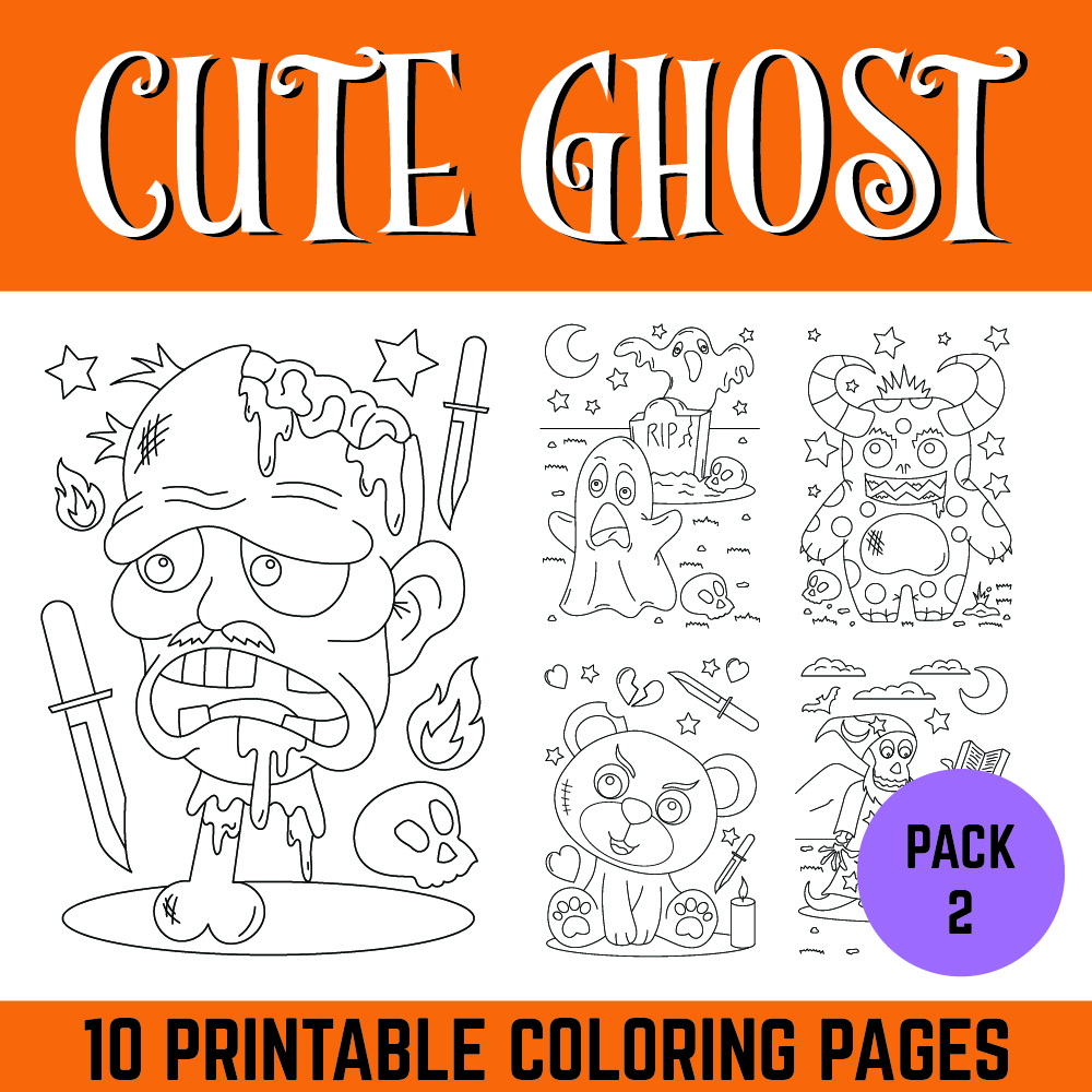 Cute ghost monster halloween coloring pages pack made by teachers