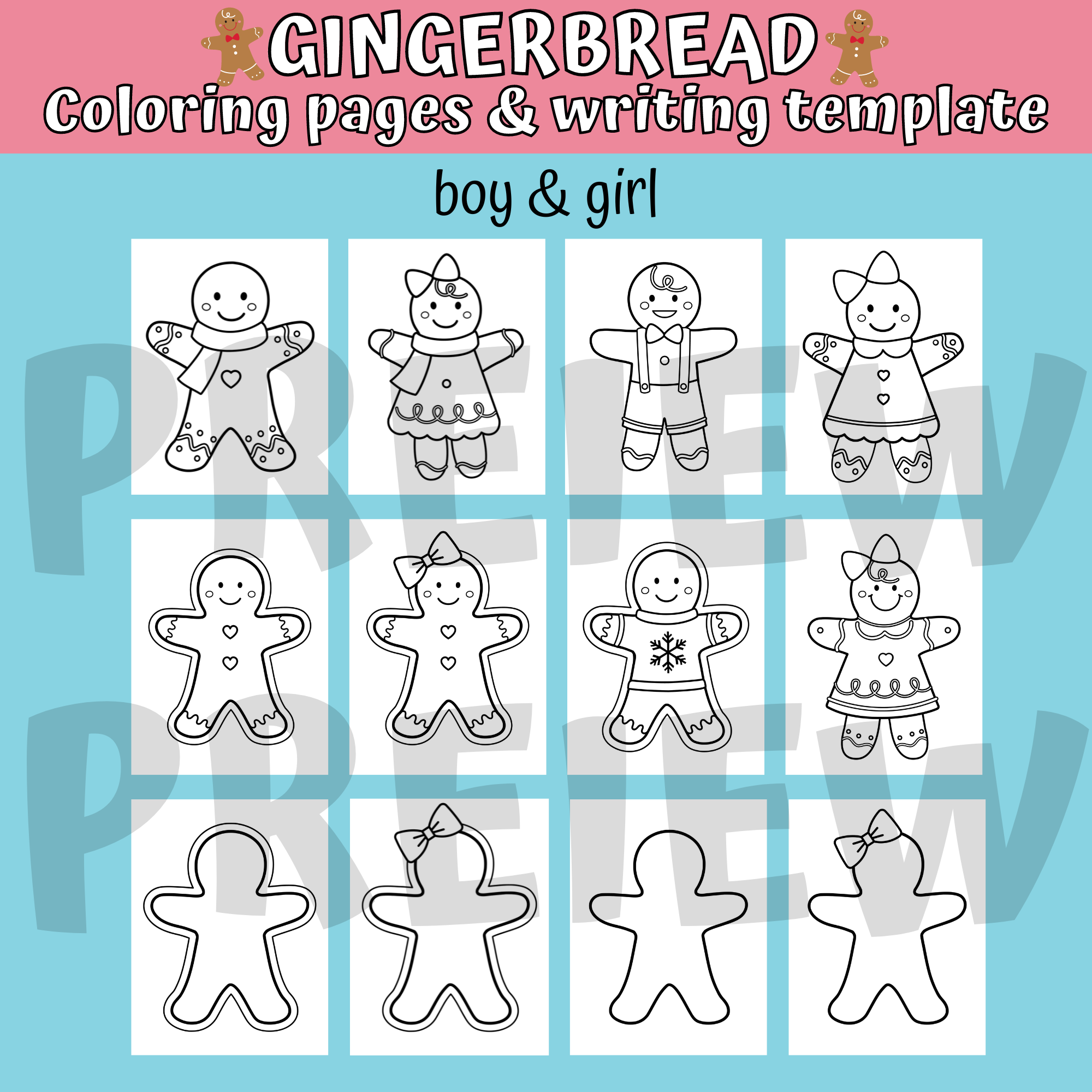 Gingerbread man gingerbread house coloring pages gingerbread writing template made by teachers