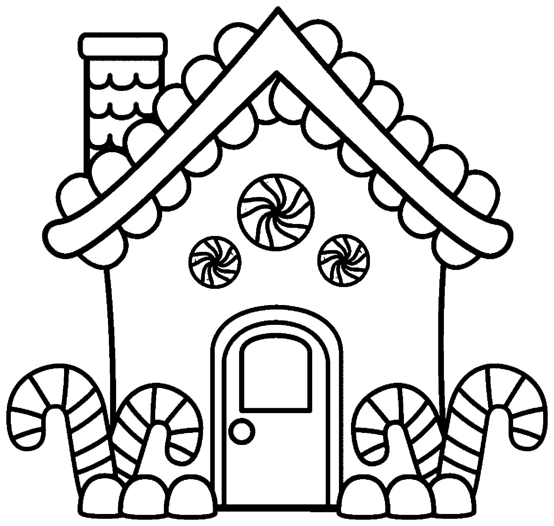 Gingerbread house drawing coloring page