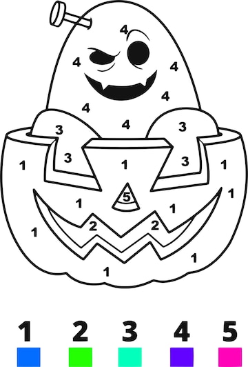 Premium vector halloween coloring pages for kids halloween color by number pages