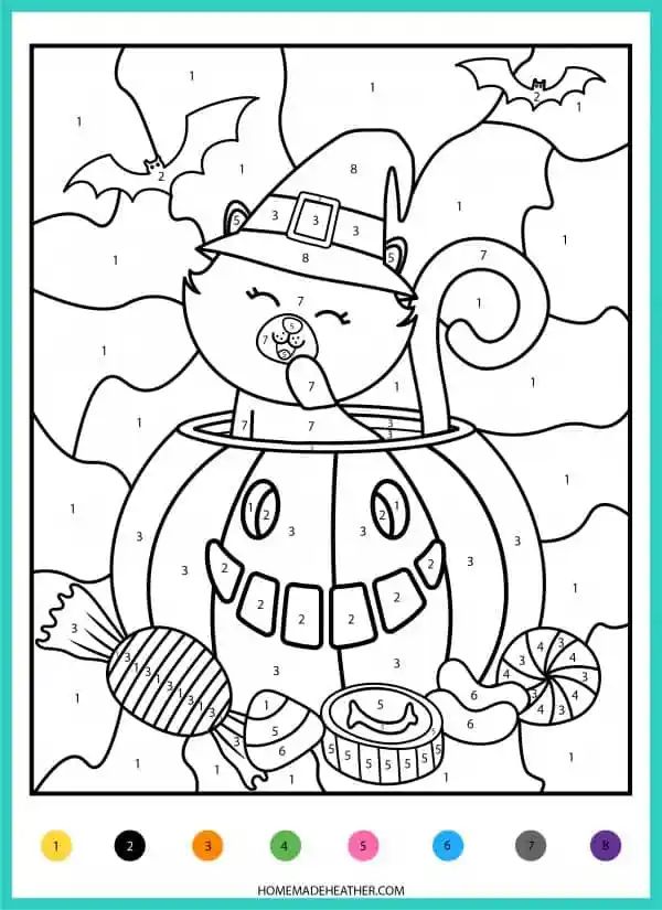 Pumpkin color by number halloween coloring halloween coloring pages halloween worksheets