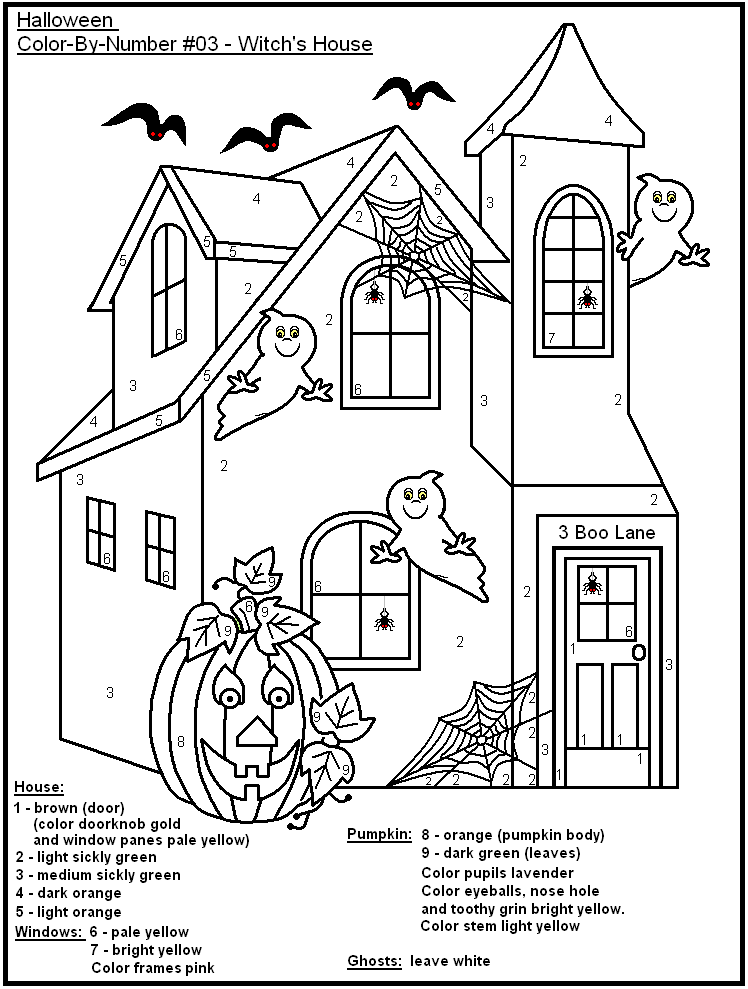 Halloween color by number halloween worksheets halloween coloring free halloween coloring pages