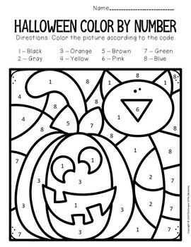Color by number halloween worksheets no prep color by code printables
