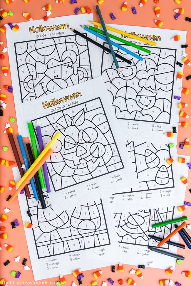 Free printable halloween color by number