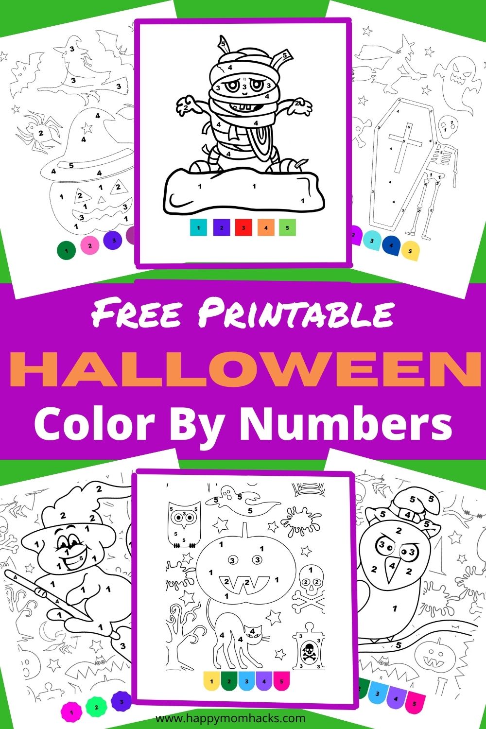 Free printable halloween color by number sheets