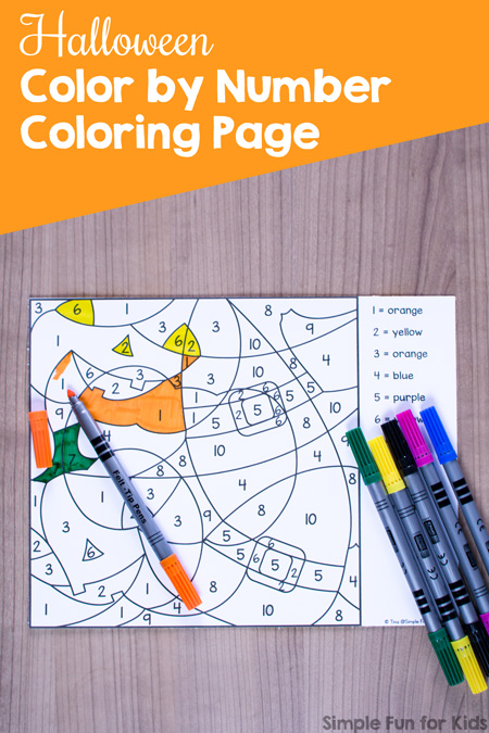 Halloween color by number coloring page