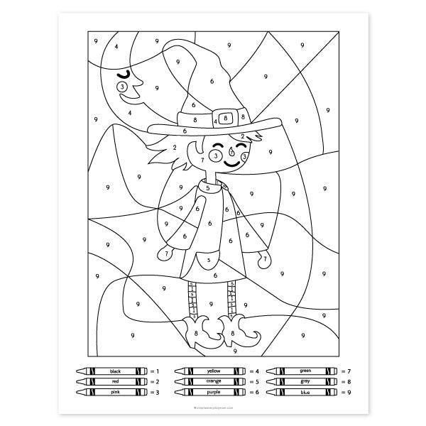 Halloween color by number worksheets â simple everyday mom