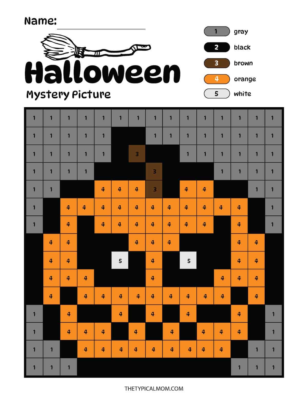 Free halloween color by number