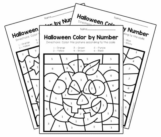 Free printable halloween color by number