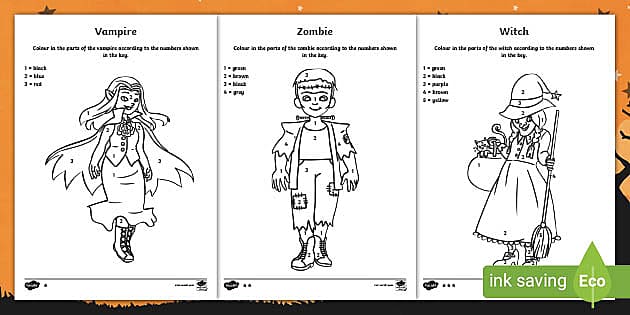 Halloween colour by numbers stralian primary resource