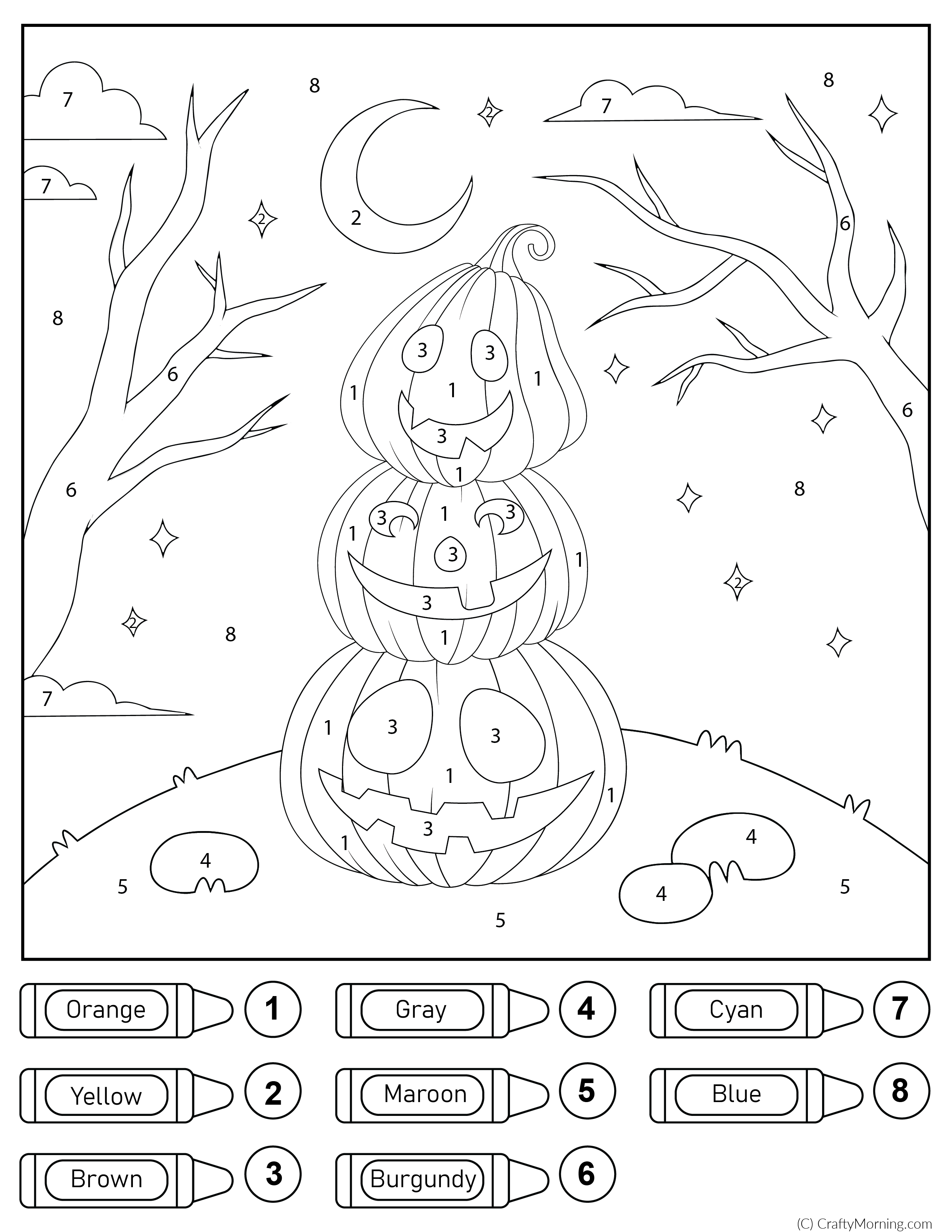 Halloween color by number printable