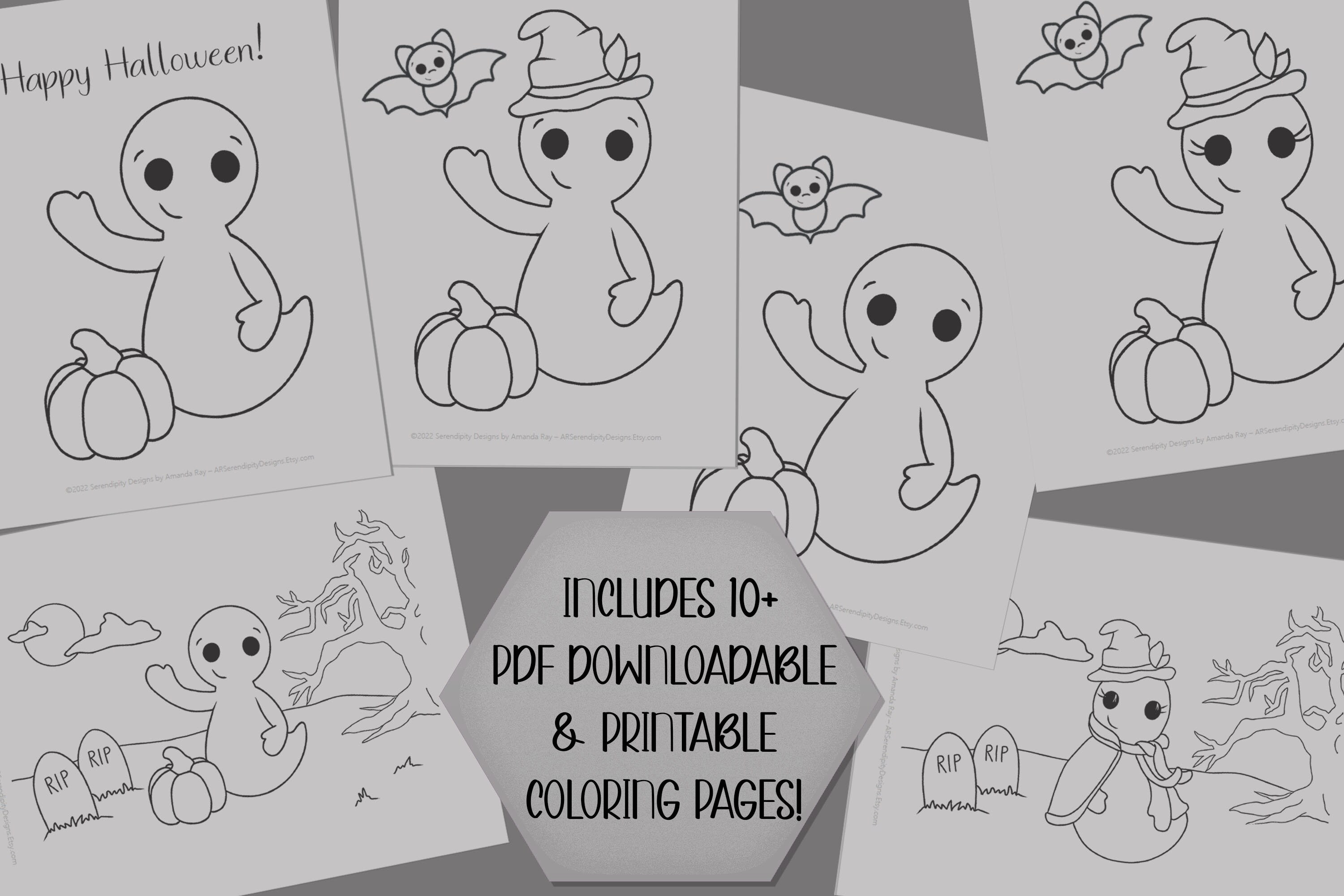Pdf ghost halloween coloring pages printable