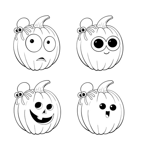 Halloween character bundlecolor pagepumpkin cut filehalloween cricut silhouettevector graphiccute halloween clip artprintable png
