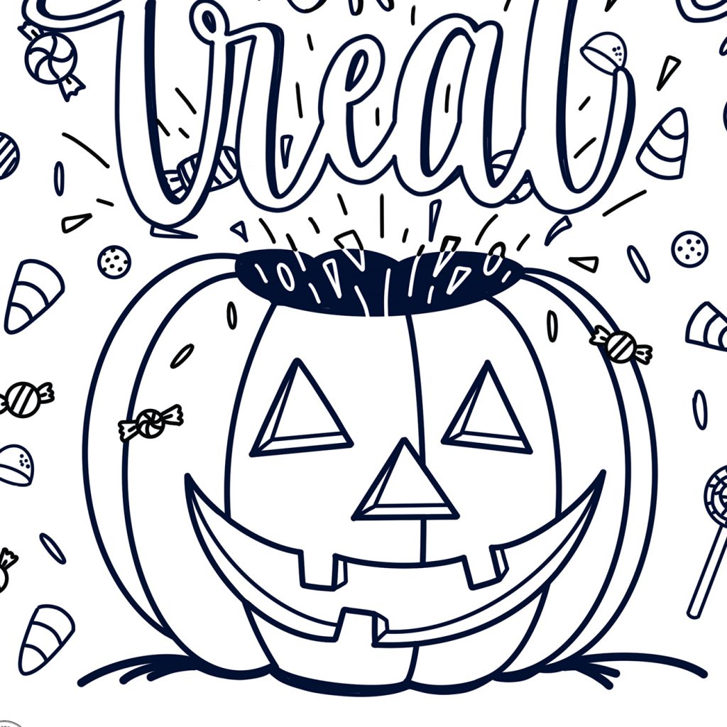 Free trick or treat coloring page