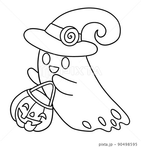 Ghost halloween isolated coloring page for kids