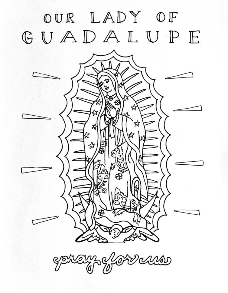 Our lady of guadalupenuestra seãora de guadalupe coloring page espaãolenglish download now