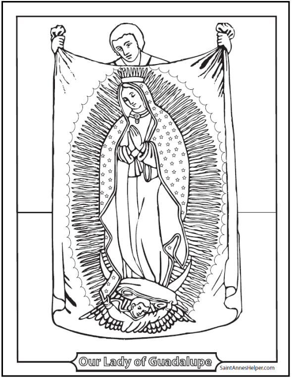 Our lady of guadalupe coloring page âï juan diego and his tilma