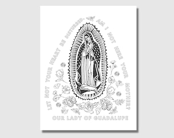 Our lady of guadalupe coloring page catholic coloring page printable coloring page pdf instant download