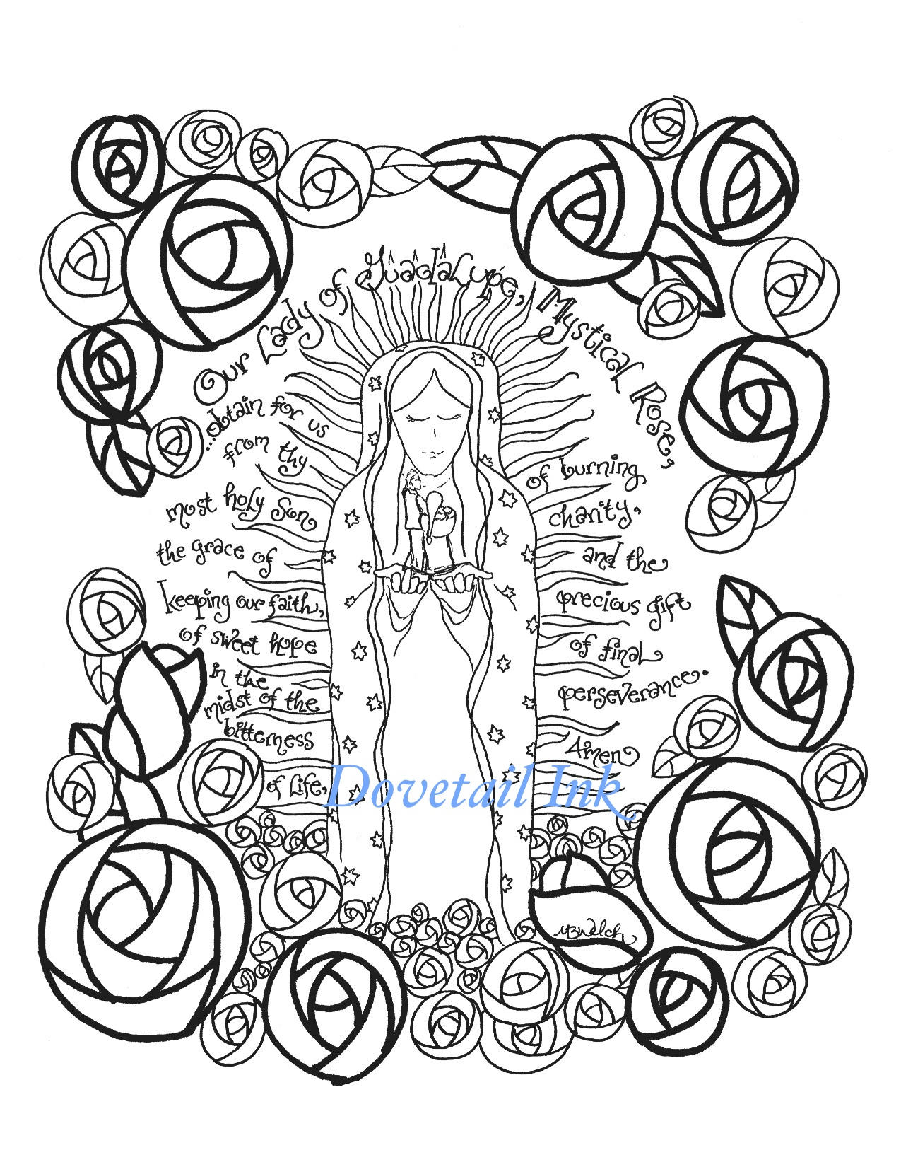 Printable set of our lady of guadalupe prayer and scripture coloring pages for all ages