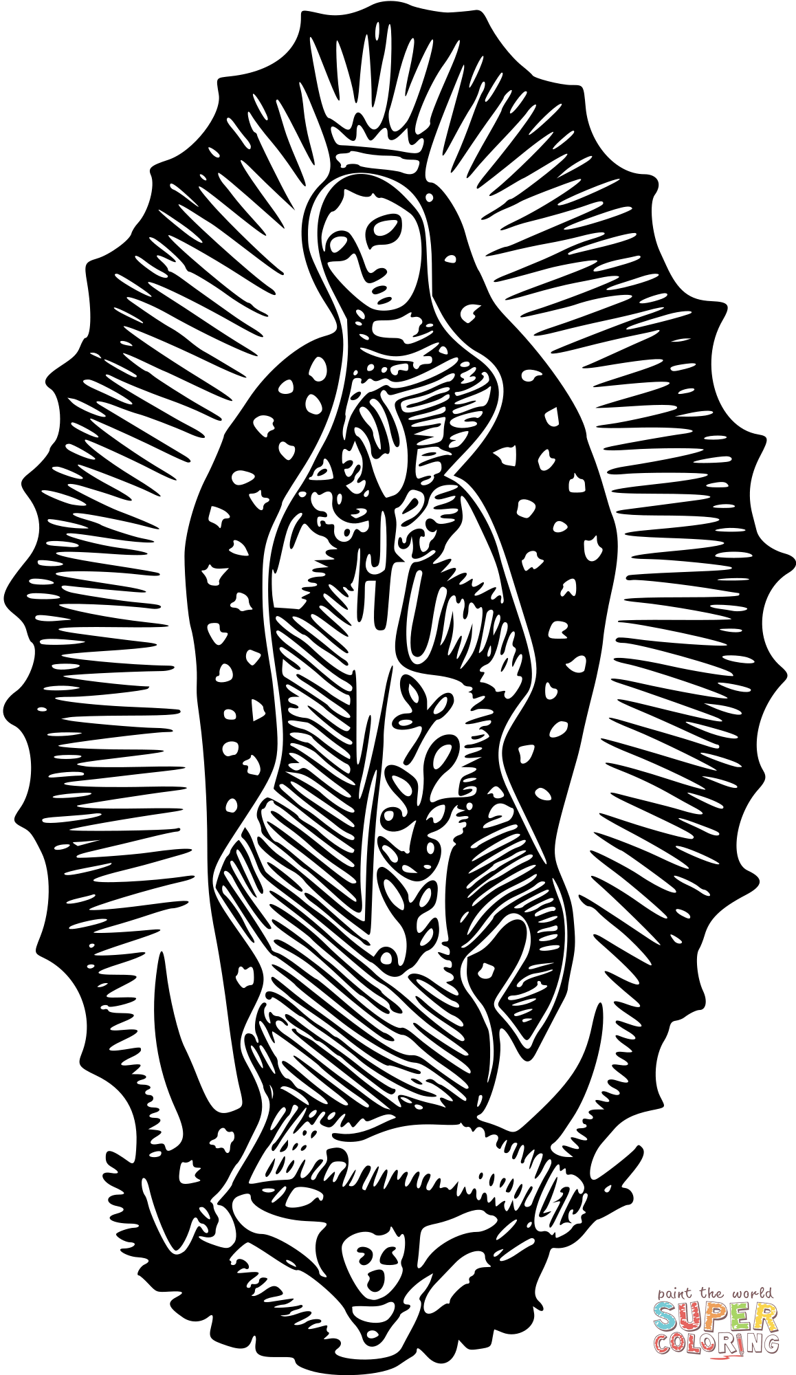 Vintage virgin of guadalupe coloring page free printable coloring pages