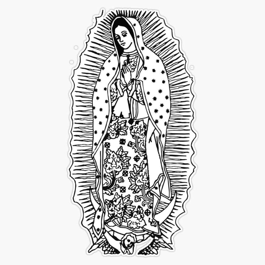 Virgen de guadalupe our lady of guadalupe black and white design wall art catholic prints sticker vinyl decal wall laptop window car bumper sticker automotive