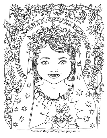 Ready for tomorrow birthday of our lady colouring page all for heavens sake