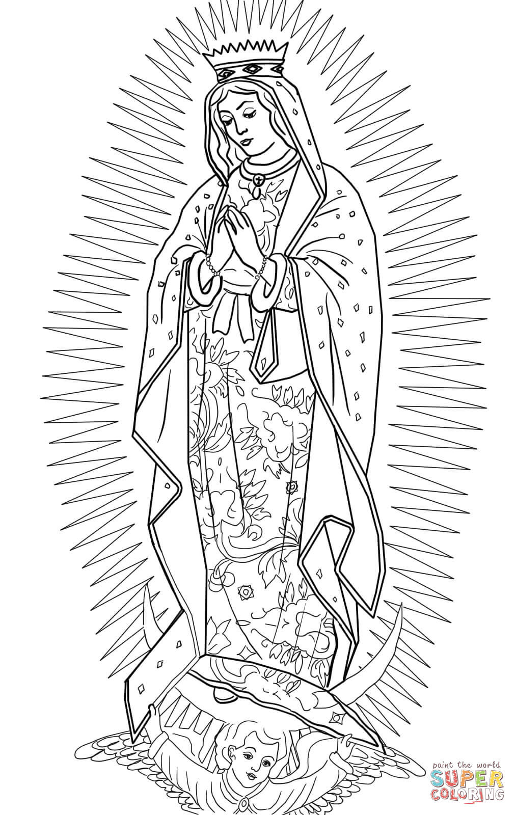 Our lady of guadalupe coloring page free printable coloring pages