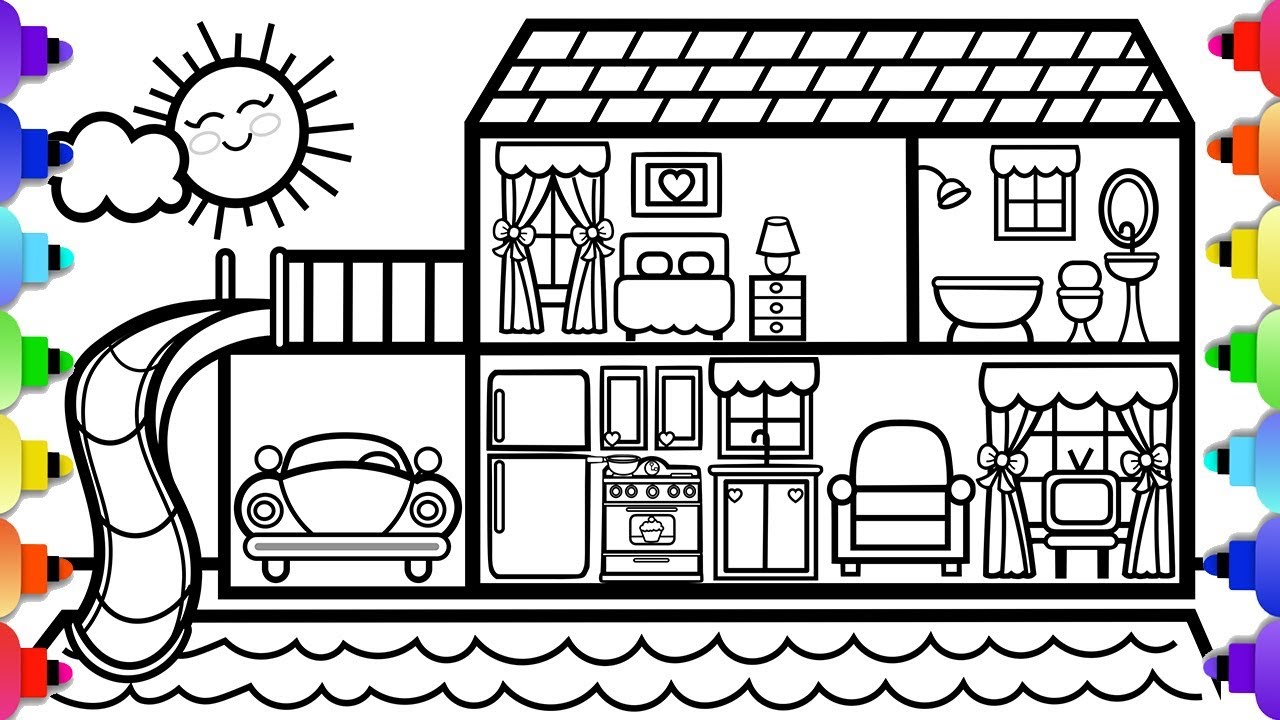 How to draw a siple fun house coloring page ðððððð fun house coloring pages