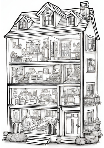 Bring your dollhouse dreams to life with printable doll house coloring pages teaching resources