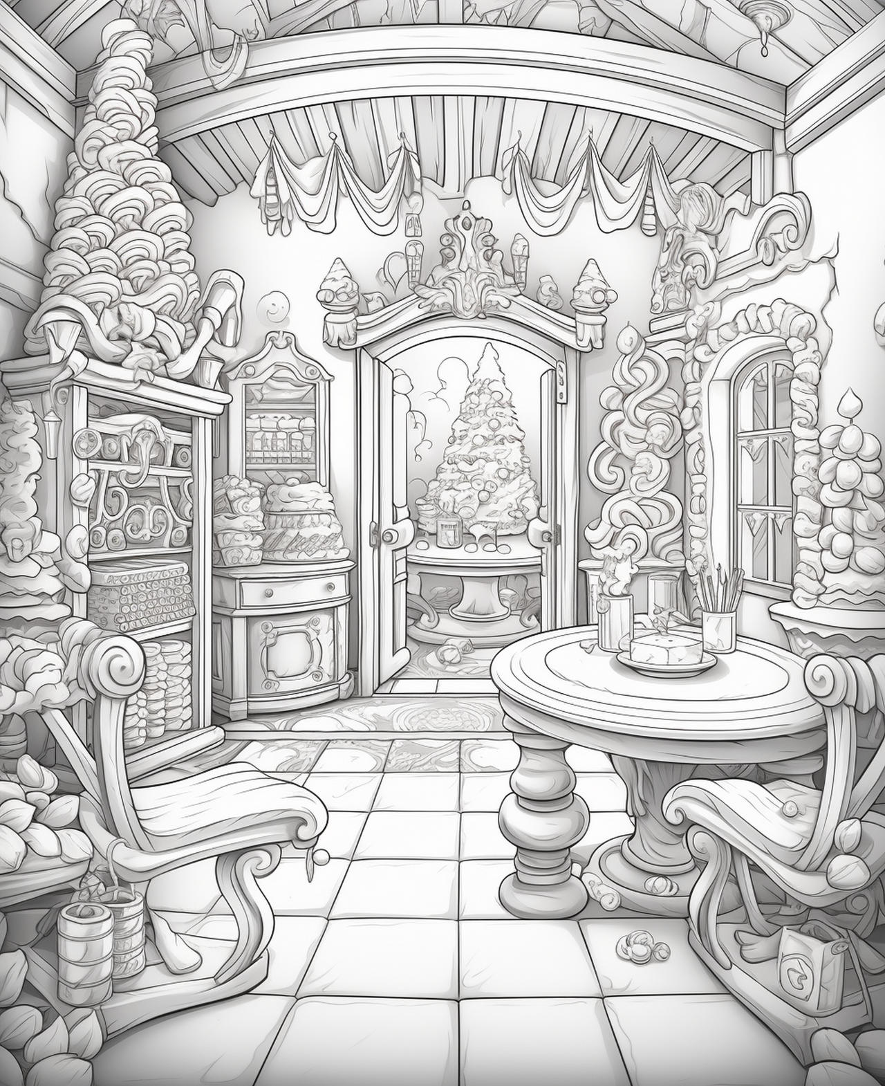 Candy houses coloring pages in premium quality by coloringbooksart on