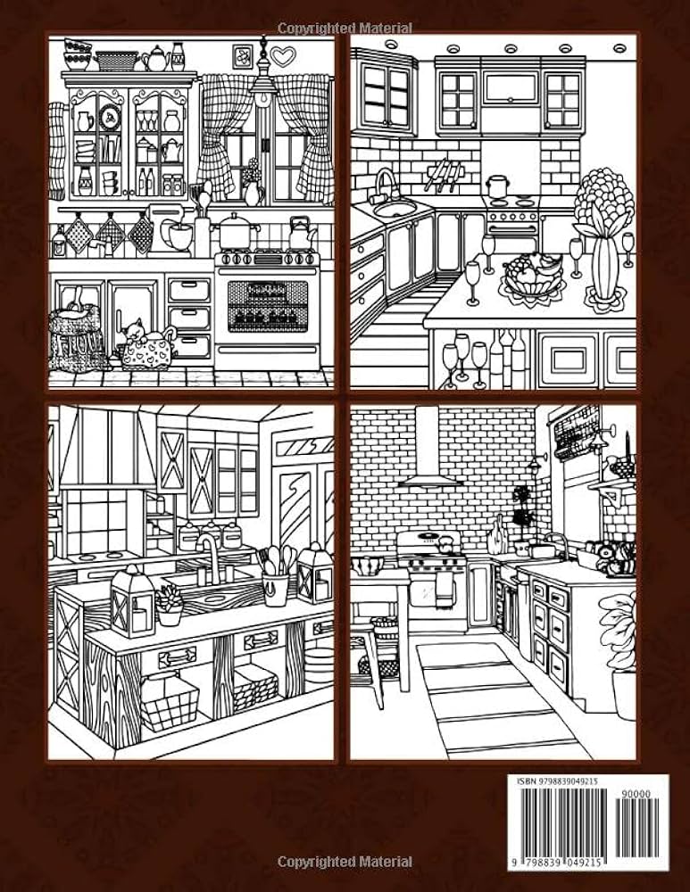 Creative kitchen coloring book attractive kitchen interior coloring pages for all ages to have fun and relieve stress gift idea for boys girls men women world painting books