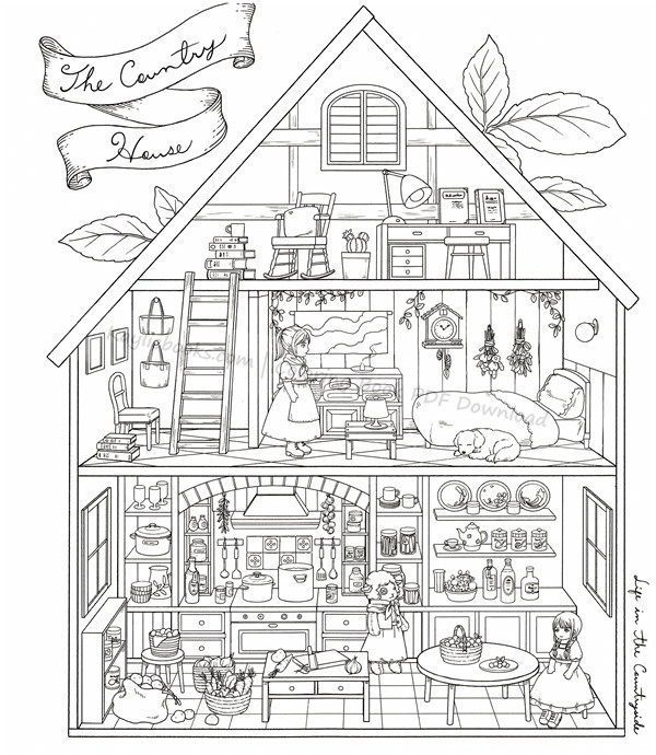 New download girls dollhouse coloring book printable pdf coloring book download grayscale coloring books coloring books