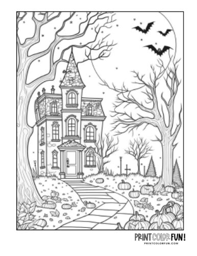 Haunted house coloring pages easy craft activities for halloween fun at