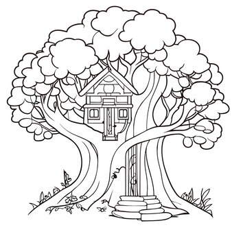 Page beautiful wooden house coloring page images