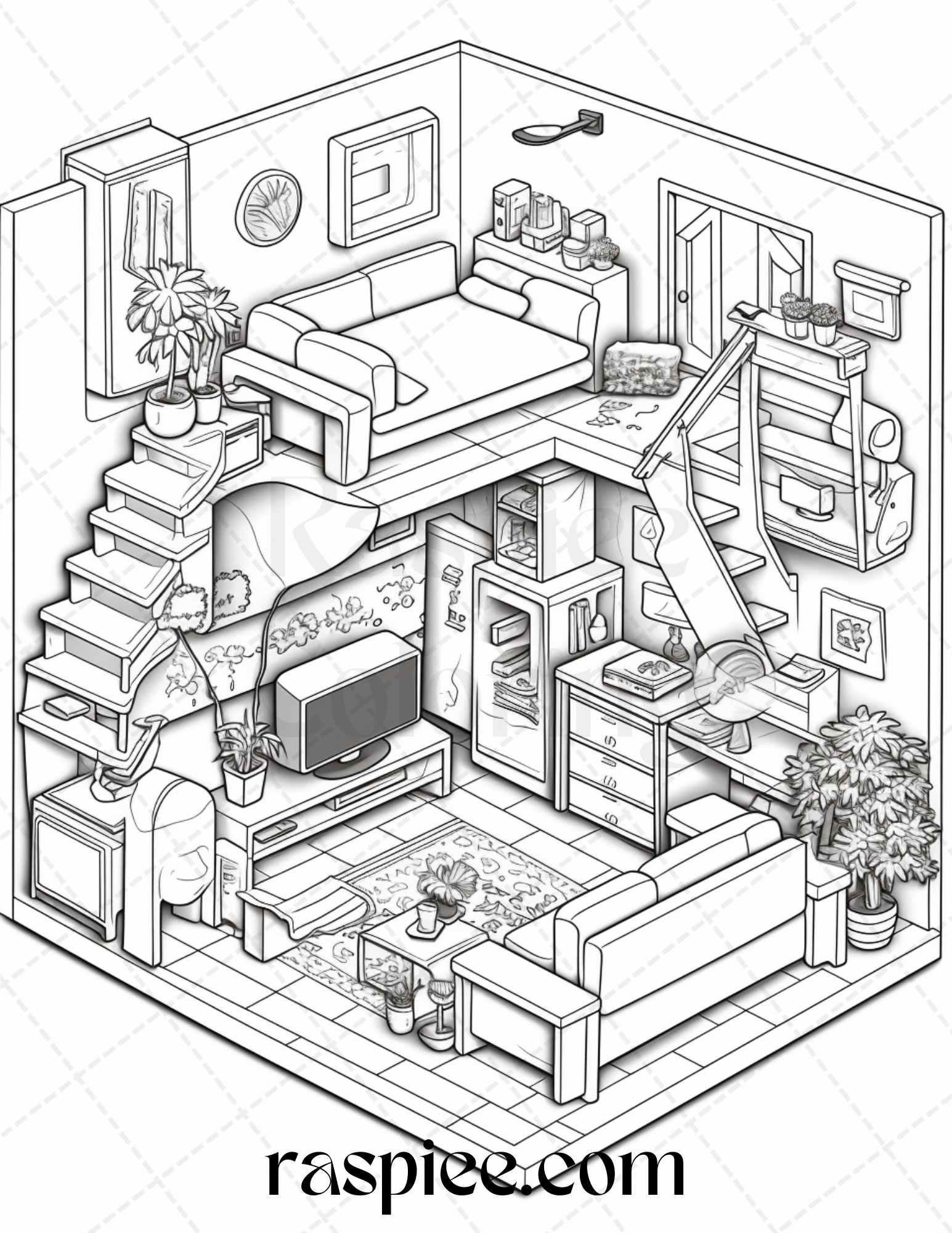 Pocket room coloring pages printable for adults kids pdf file inst â coloring