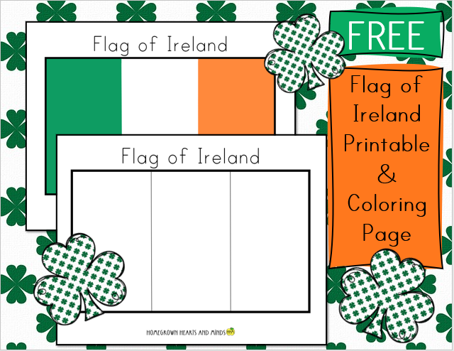 Free flag of ireland printable and coloring page