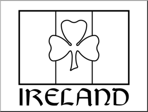 Clip art irish flag w shamrock bw i