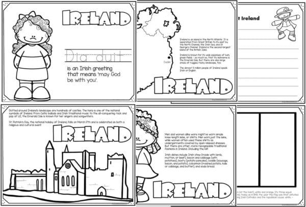 Free ireland coloring page for kids to read color and learn