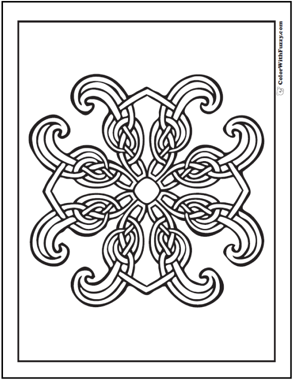 Coloring page celtic cross cross and flames knot