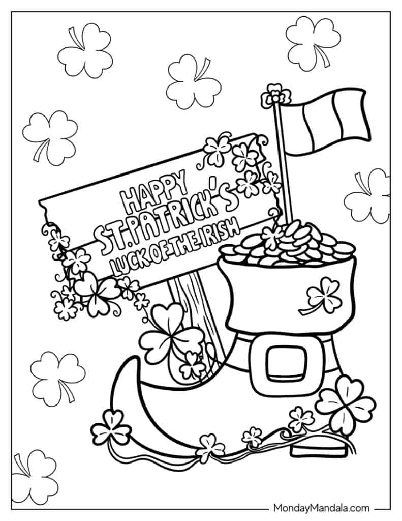 St patricks day coloring pages free pdf printables