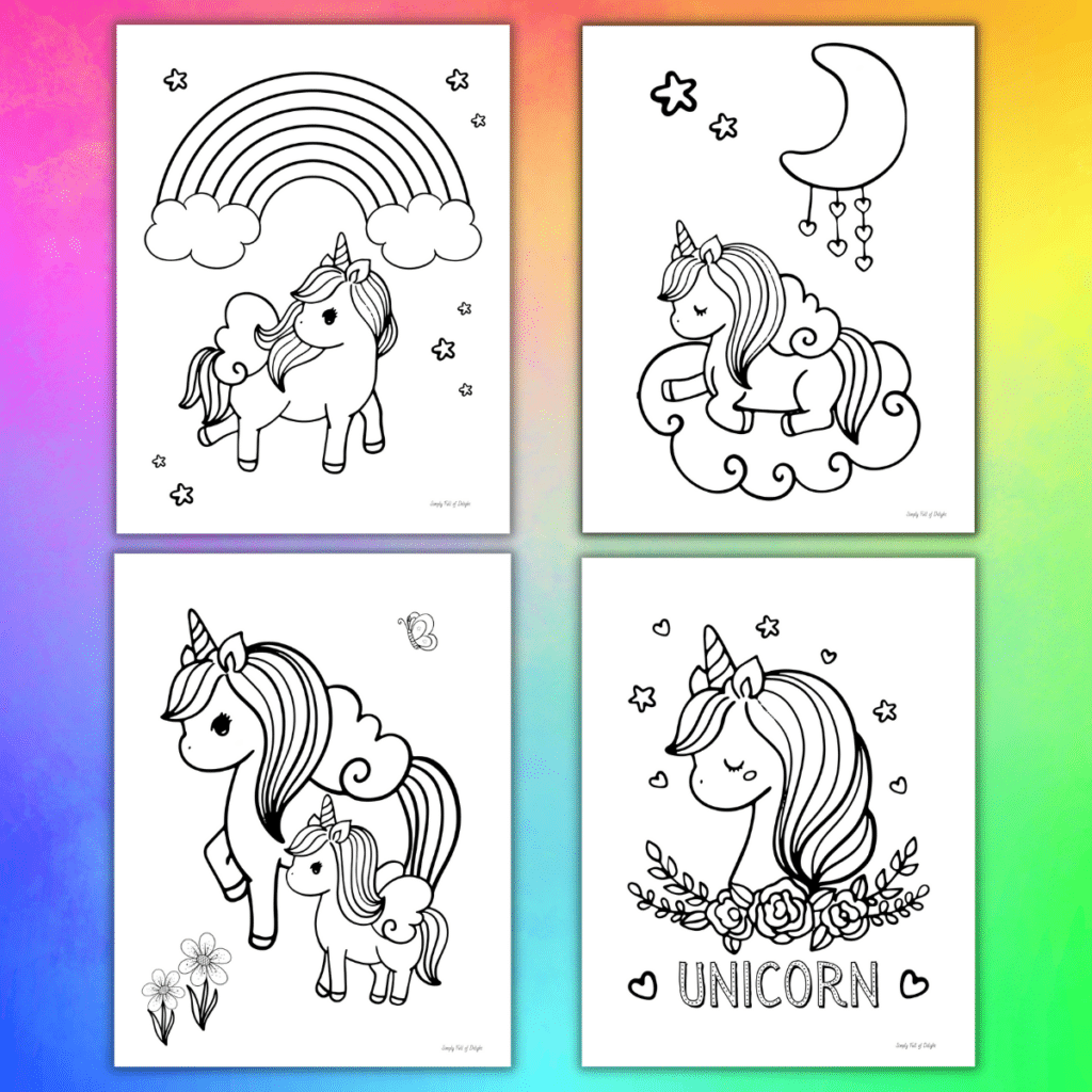 Unicorn coloring pages for kids free printable
