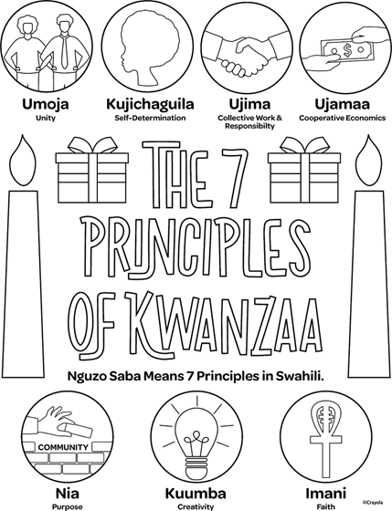 Principles of kwanzaa coloring page