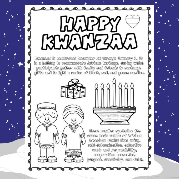 Kwanzaa color by number little bins for little hands